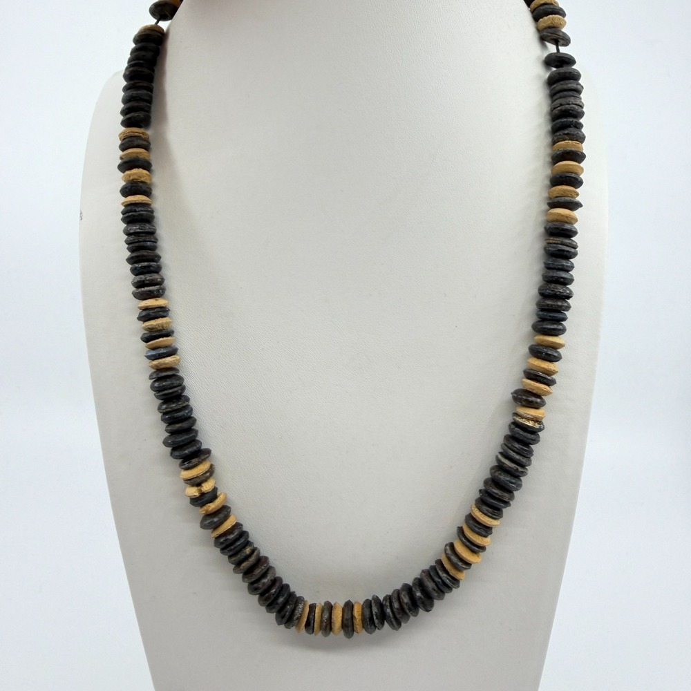 Natural Wood Bead Chunky Necklace - Boho Tribal Statement Gift